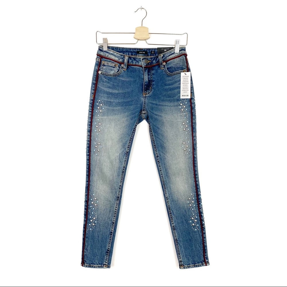 Miss Me | Ankle Skinny Jeans with Pearl Beading Size 26